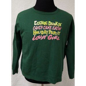 Hanes Large Eggnog Drinkin Candy Cane Eatin Holiday Party Lovin Girl Sweatshirt